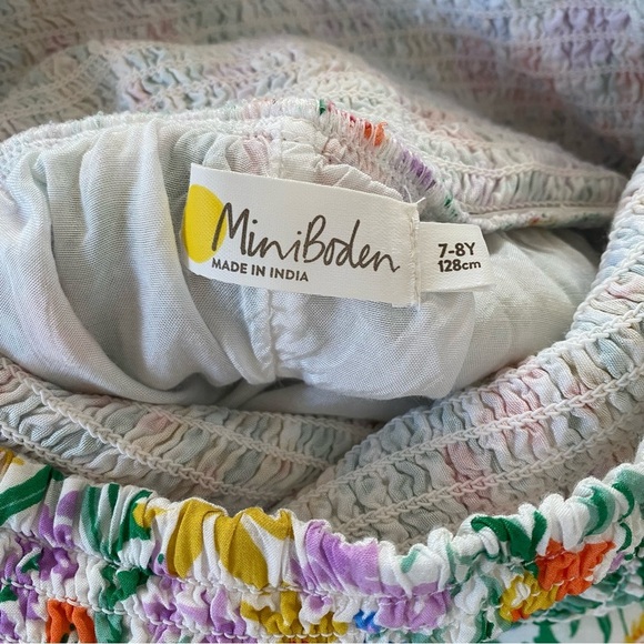 Mini Boden Colorful Smocked Floral Print Dress 7 - Picture 10 of 12